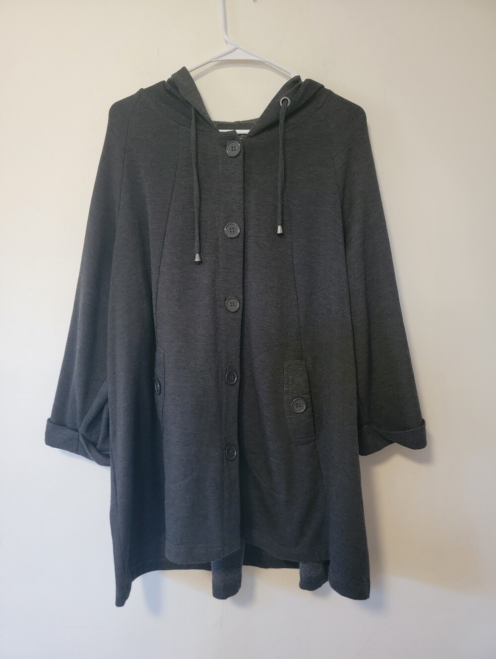Christian Siriano Black Hooded Button-Front Cape Coat